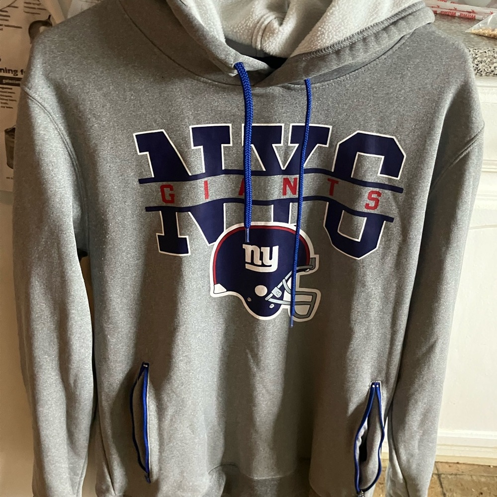 NFL Gray NY Giants Hoodie with Blue Accents